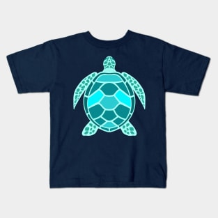 Teal Green Turquoise blue Sea Turtle Kids T-Shirt